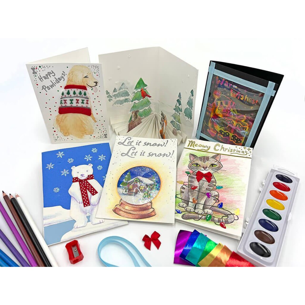 Christmas Card Art Box A - Kids Holiday Arts and  Crafts Box